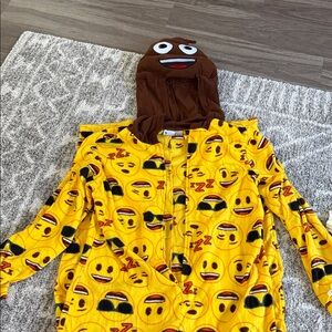 Emoji Print Kids Footie Pajamas